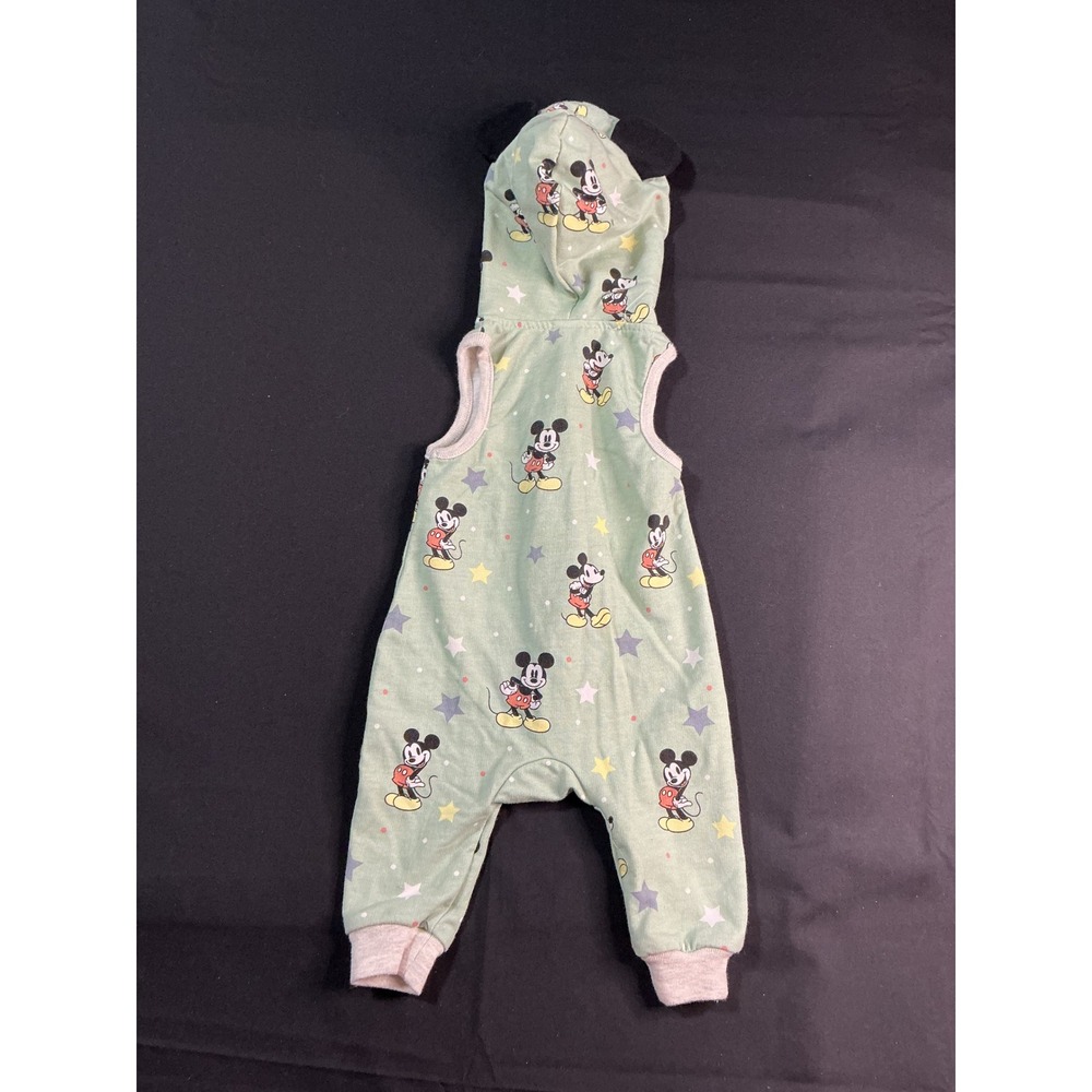 Disney Baby Mickey Mouse Sleeveless Hooded Romper Sage Green 3-6M - Picture 4 of 4